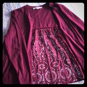 Laced back maroon cardigan